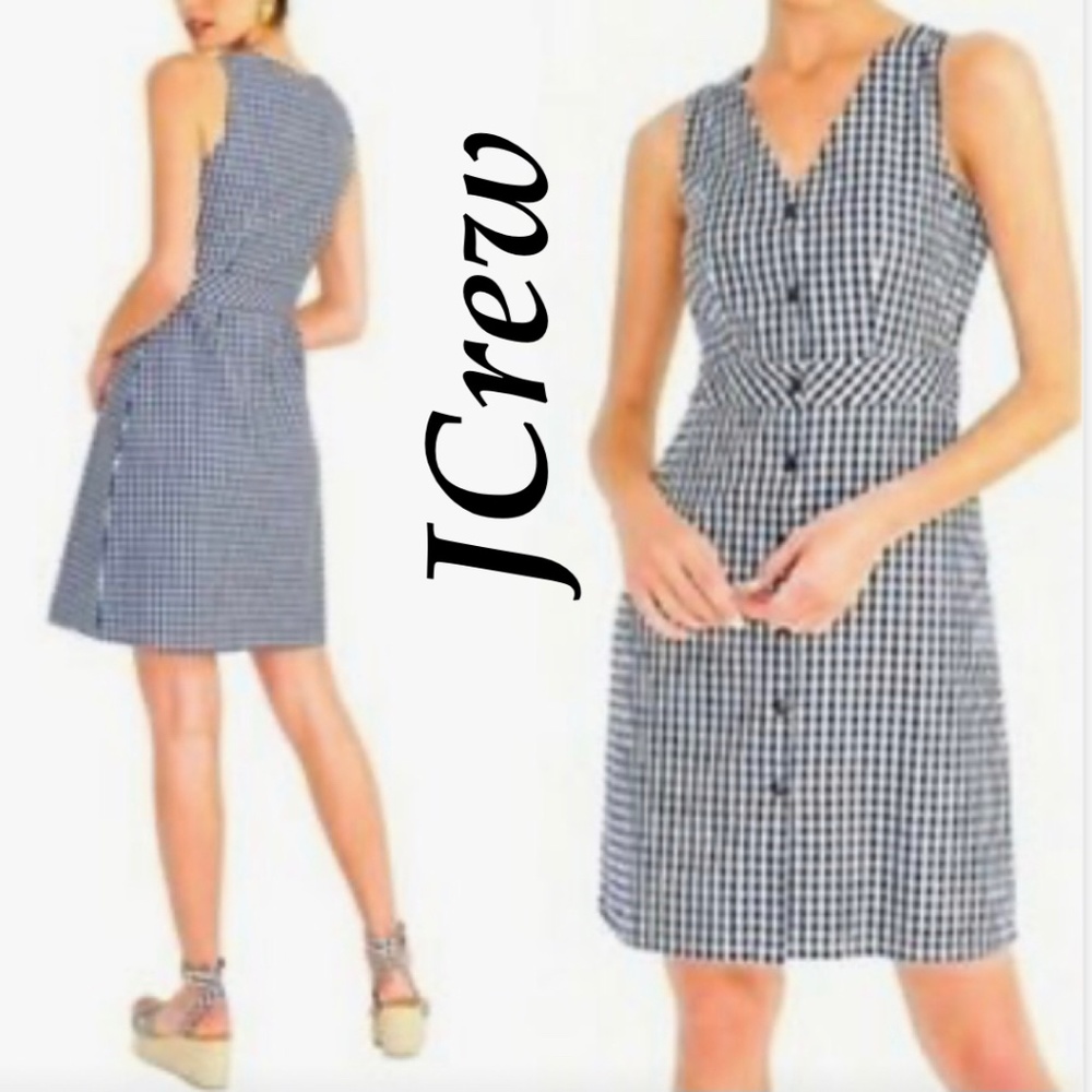 JCrew navy and white gingham dress Size 2